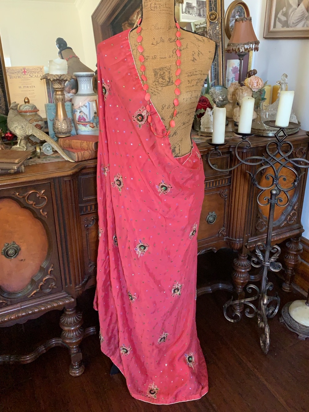 Vintage Exotic Eastern Princess Beaded Dupatta Sari Shawl Ranaissance-inspo Cape